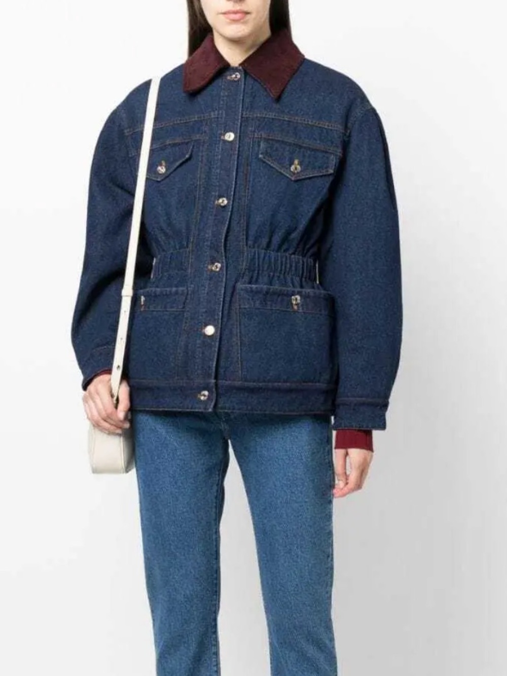 NWT SANDRO Corduroy Collar Denim Barn Jacket!